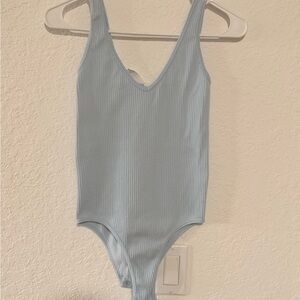 Aura Light Blue Ribbed Bodysuit